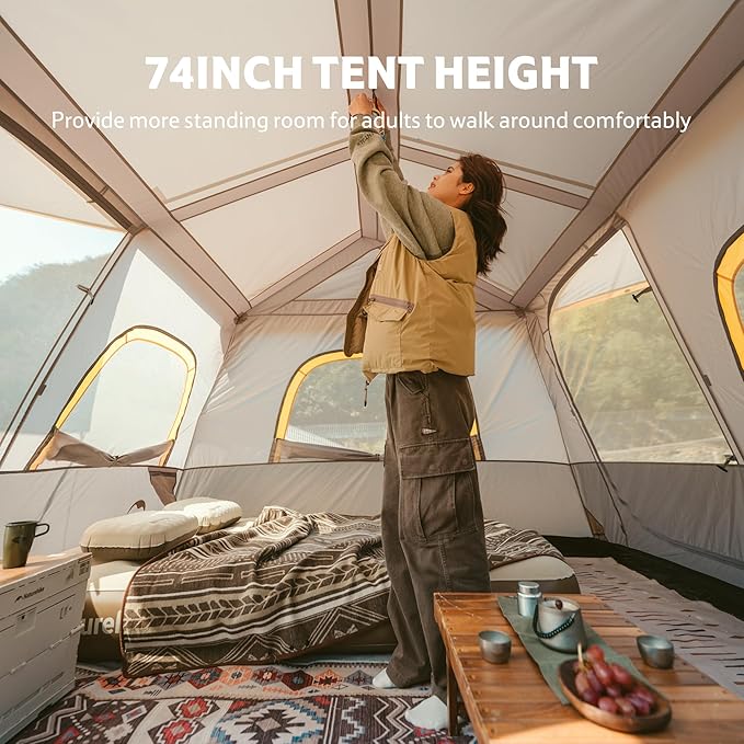Naturehike Cape 4/6/8 Person Camping Tent, 60S Easy Setup Instant Tent Pop up Tent, Waterproof