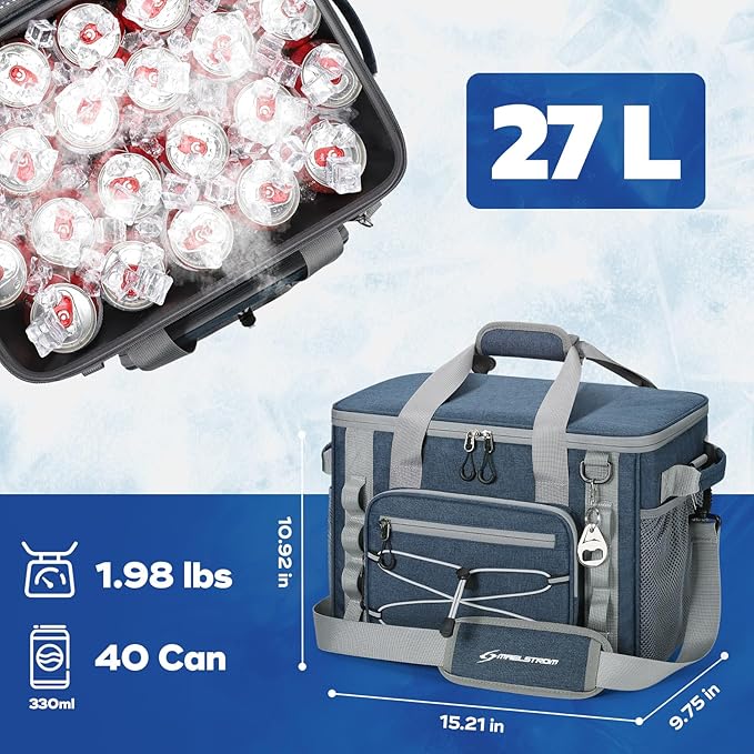 Maelstrom Soft Sided Cooler Bag, 30/40 Can Collapsible Insulated Ice Chest, Large Leakproof Camping