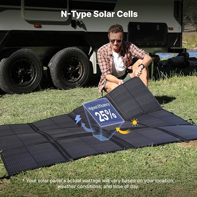 440W Portable Solar Panel, 17.2lbs Foldable SolarBag, Splits 2×220W Solar Blanket, 25% High
