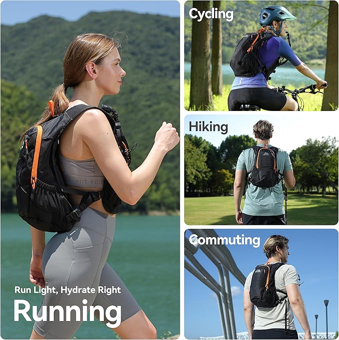 MARCHWAY Lightweight Hydration Backpack with Vest Style Straps & 2.5L TPU Water Bladder, Versatile