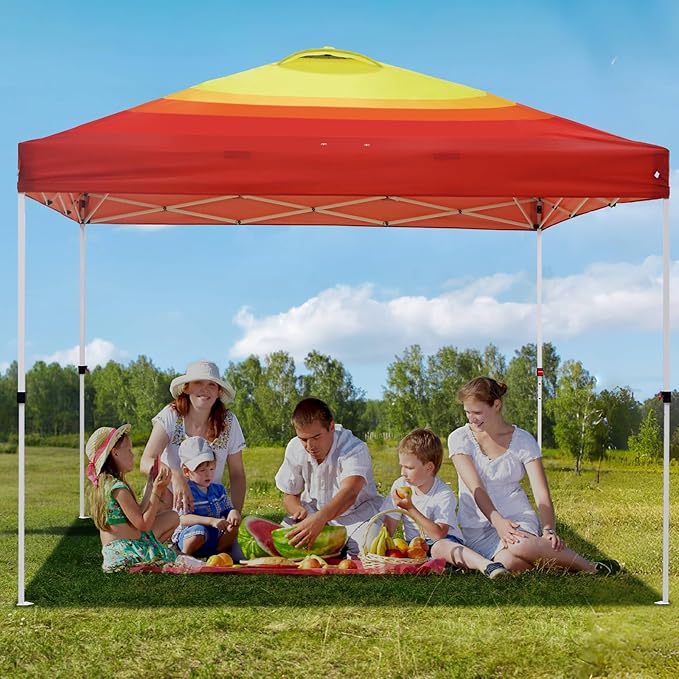 EAGLE PEAK Pop Up Canopy Tent with Wheeled Carry Bag, 8 Stakes, 4 Ropes, 4 Weight Bags, Easy Set Up