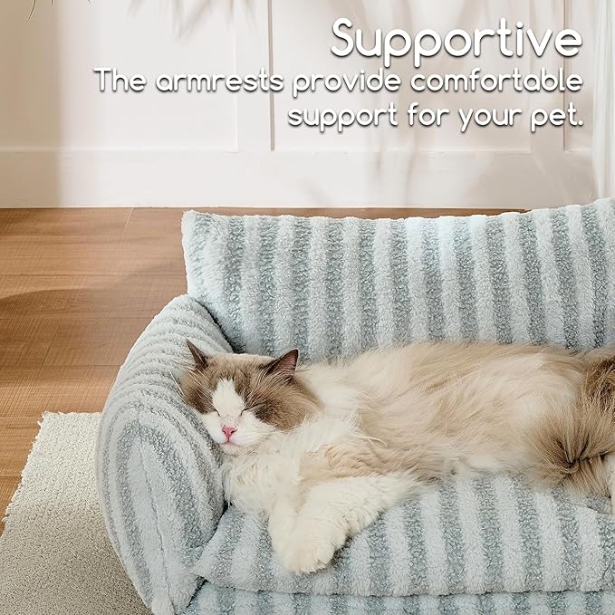 Hollypet Cat Bed Fluffy Plush Mutifuctional Double-Layer Soft Pet Couch Orthopedic Sofa Nest Beds