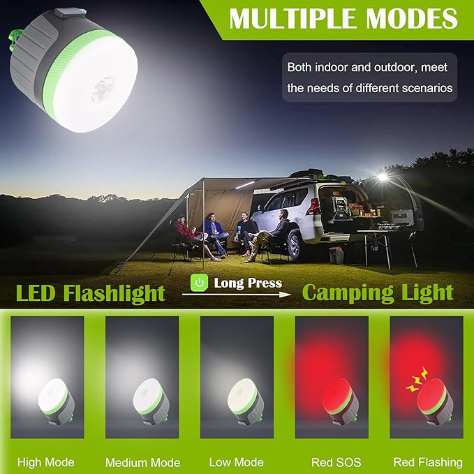 LIT-PaTH LED Camping Lantern, Rechargeable Light with Magnet Base, 4400 mAh, Survival Kit for