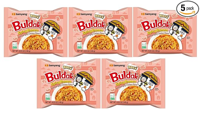 KF GOODIES Korean Ramen Variety Pack Gift Box (5 Count) – Spicy Buldak Noodle Assortment for
