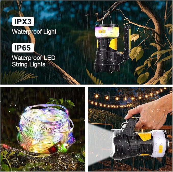 Camping Lantern Rechargeable, LED Flashlight Spotlight Lantern, Waterproof Lantern Flashlight for