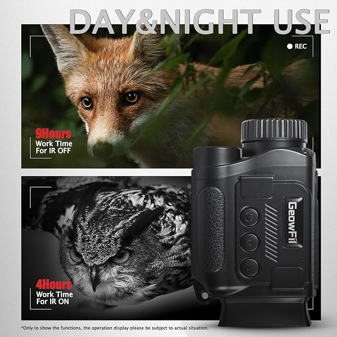 GeowFiiTech Night Vision Monocular, 4K Infrared Digital Night Vision Goggles with 850nm IR, 40M