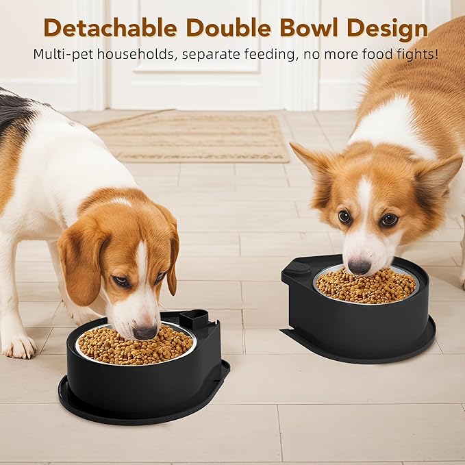Stainless Steel Dog Bowl Set, 304 Metal Dual Food & Water Bowls for Dogs & Cats, Large Capacity Pet