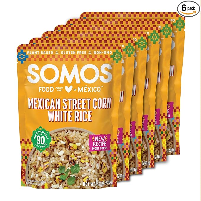 SOMOS Mexican Street Corn White Rice ??Gluten Free, Non-GMO, Vegan & Microwavable Meals Ready to