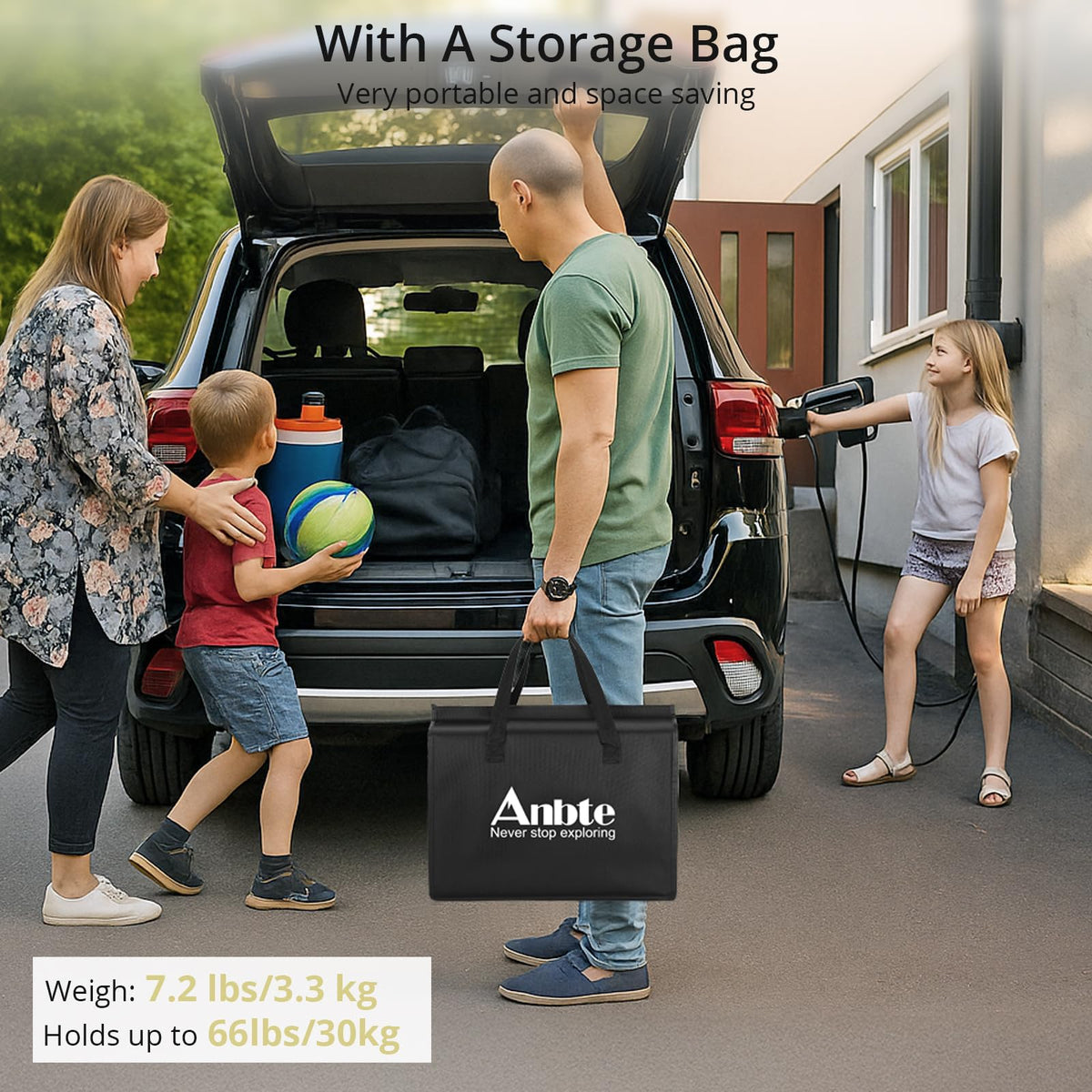 Anbte Folding Camping Table with Storage Net, 3ft Portable Table, 35" x 16"