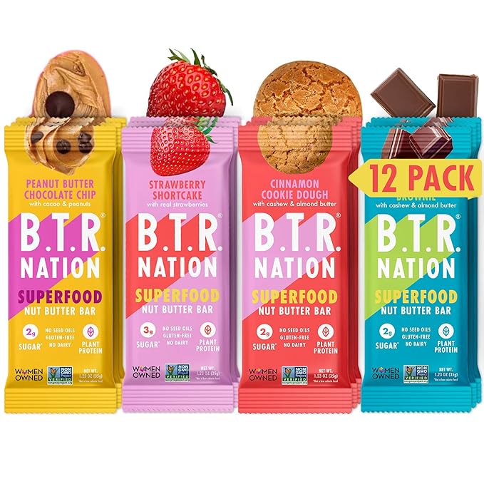 B.T.R. Nation Keto Superfood Protein Bars - Plant Based and Free of Sugar Alcohols | (12) Bar