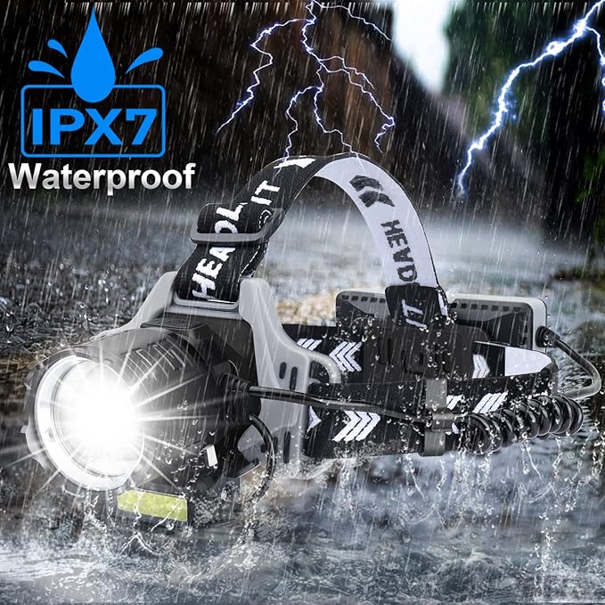 Bud K Rechargeable LED Headlamp, 1200 Lumens Super Bright Headlamp Flashlight with Motion Sensor, 8