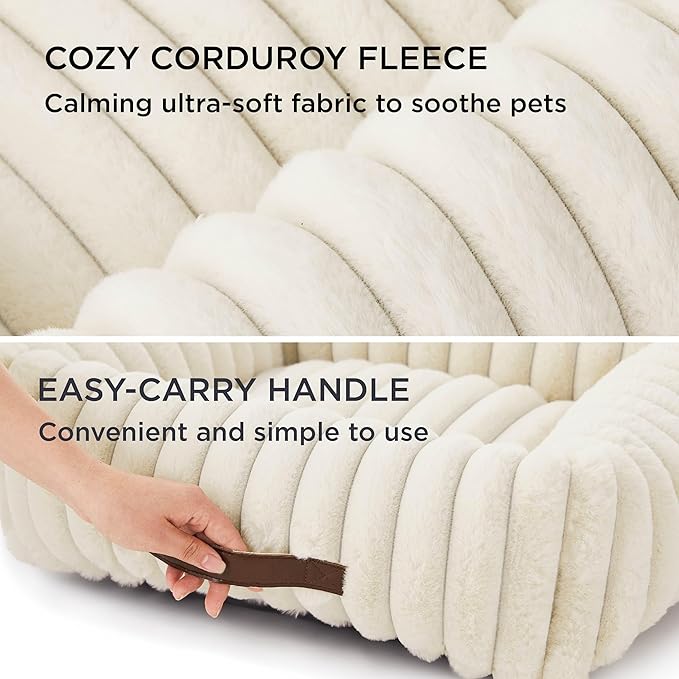 Bedsure Cute Dog Bed Medium Size Dog - Washable Furry Puppy Beds, Rectangle Orthopedic Corduroy
