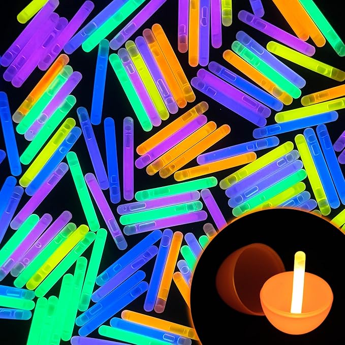 POPGIFTU 120 Mini Glow Sticks Bulk (1.96"), 6 Bright Colors ??Glow-in-the-Dark Small Sticks for