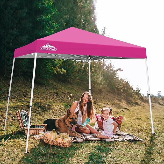 EAGLE PEAK 10x10 Slant Leg Pop-up Canopy Tent Easy One Person Setup Instant Outdoor Beach Canopy