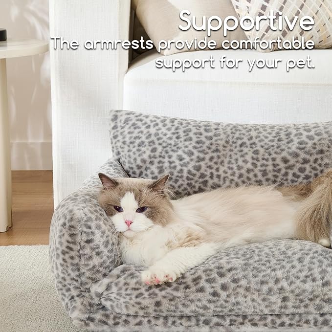 Hollypet Cat Bed Fluffy Plush Mutifuctional Double-Layer Soft Pet Couch Orthopedic Sofa Nest Beds