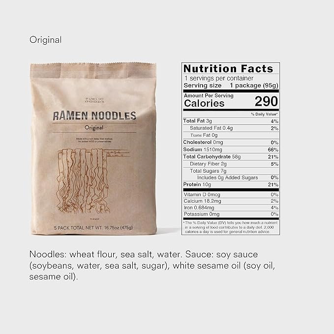 Public Goods Ramen Noodles | Brothless Vegan & Vegetarian Instant Ramen | Healthy, High Protein