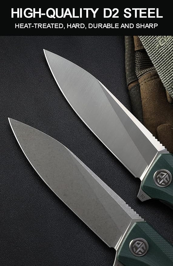 Petrified fish G10 handle D2 steel blade 2CR13 liner ball bearing flipper folding knife camping