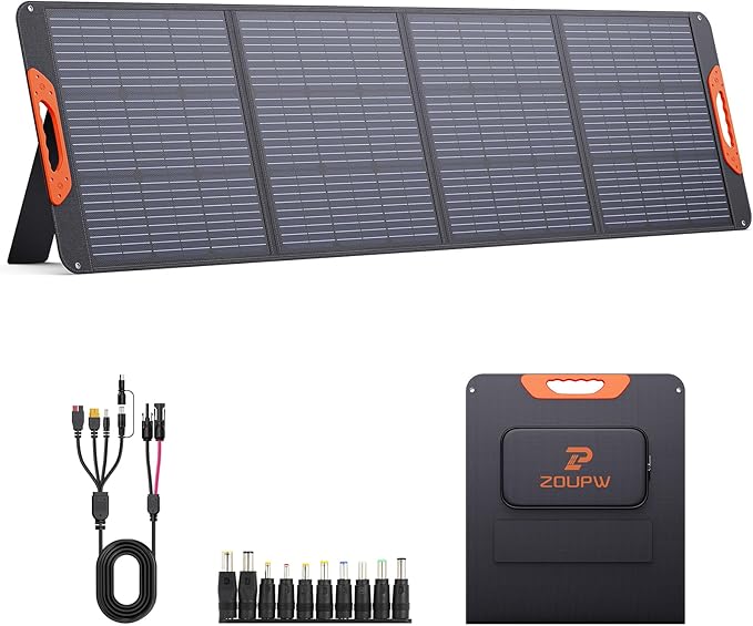 200 Watt Portable Solar Panel for Power Station,RV Essentials,200W 20V Foldable Solar Charger with