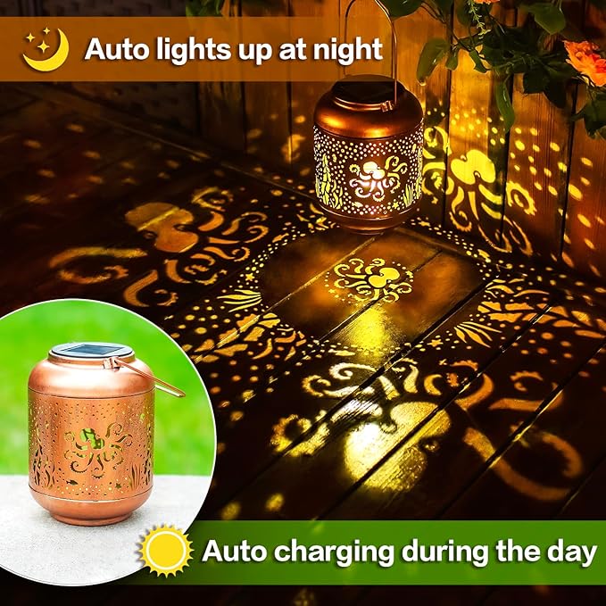 Octopus Solar Lanterns Outdoor Waterproof,Hanging Solar Lights Octopus Gifts for Women Men Metal