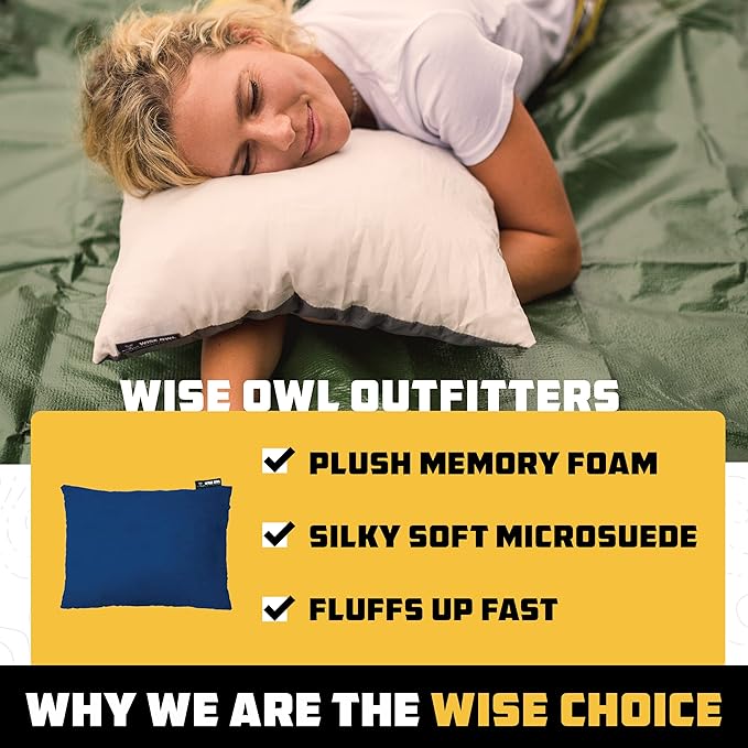 Wise Owl Outfitters Camping Pillow - Camping Essentials and Travel Pillow for Airplanes, Camping