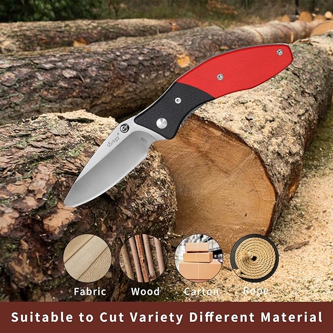 Vickay Pocket Knife, Folding Knife with Clip, EDC Knife for Men & Women, 3in 8Cr13MoV Stainless