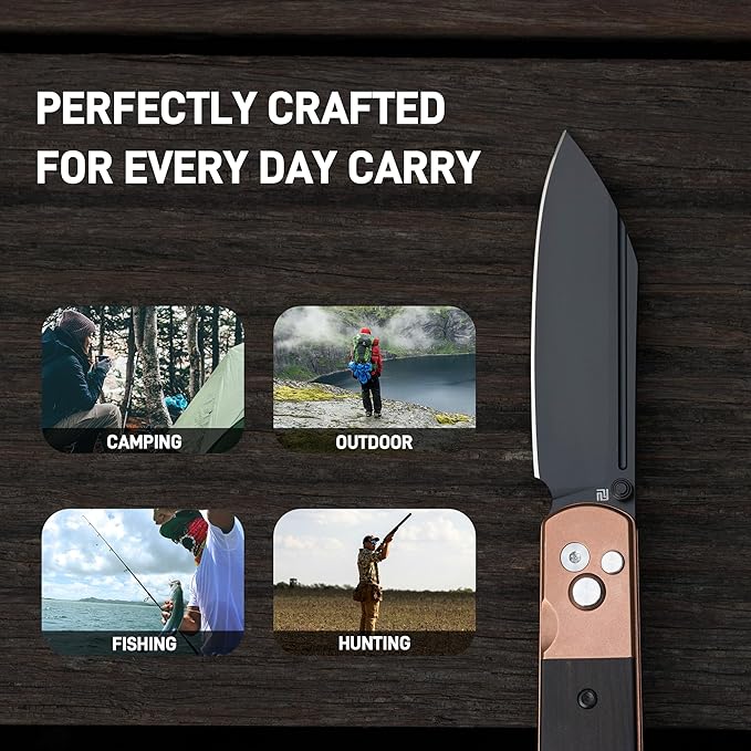 ARTISANCUTLERY Holm Pocket Knife, EDC Knife with 3.10'' AR-RPM9 Steel, Handle with Black PVD Steel