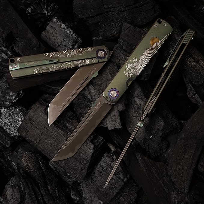S35VN steel TC4 titanium alloy handle pocket folding knife, Japanese style can be preferred as a