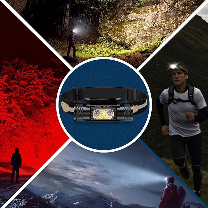 sofirn Bright Red Headlamp Rechargeable, H05B 1200 Lumens Lightweight Head Flashlight with Red