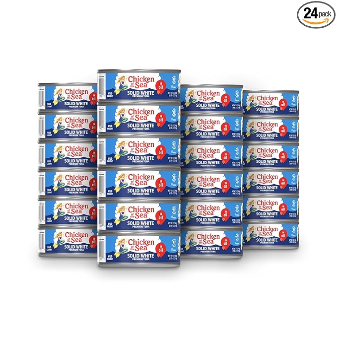 Chicken of the Sea Solid White Albacore Tuna in Oil, Wild Caught Tuna, 5-Ounce Can (Pack of 24)