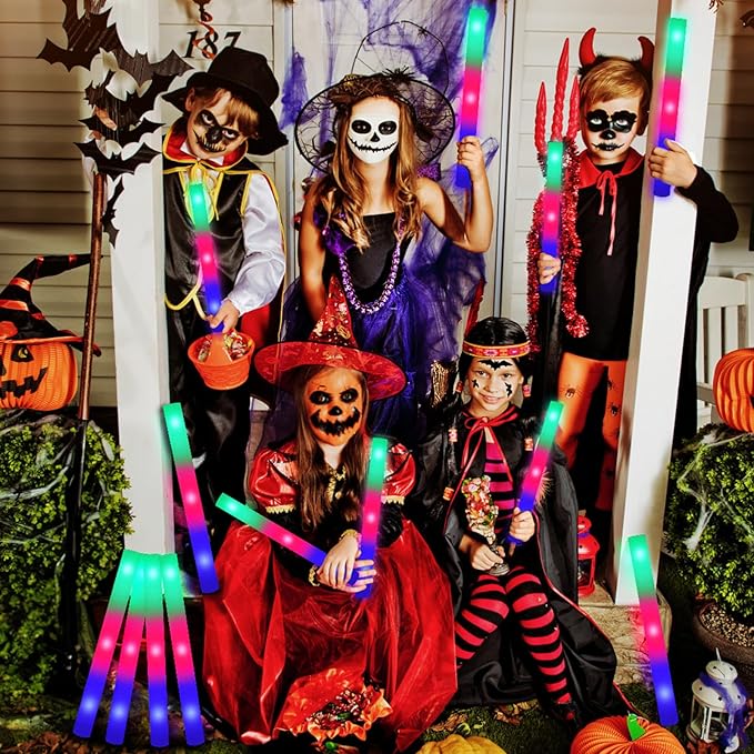 135PCS Foam Glow Sticks, Foam Light Up Sticks with 3 Modes Colorful Flashing, Glow Stick Bulk Party