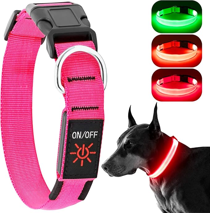 Light Up Collar, Led Dog Collar Adjustable, Rechargeable Waterproof, Night Walking Lights, Glow in