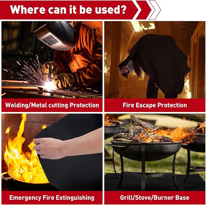 kanhiro 40x40 Inch Large Welding Blanket Fireproof Pad - 5mm Thickened Fire Resistant Carbon Felt