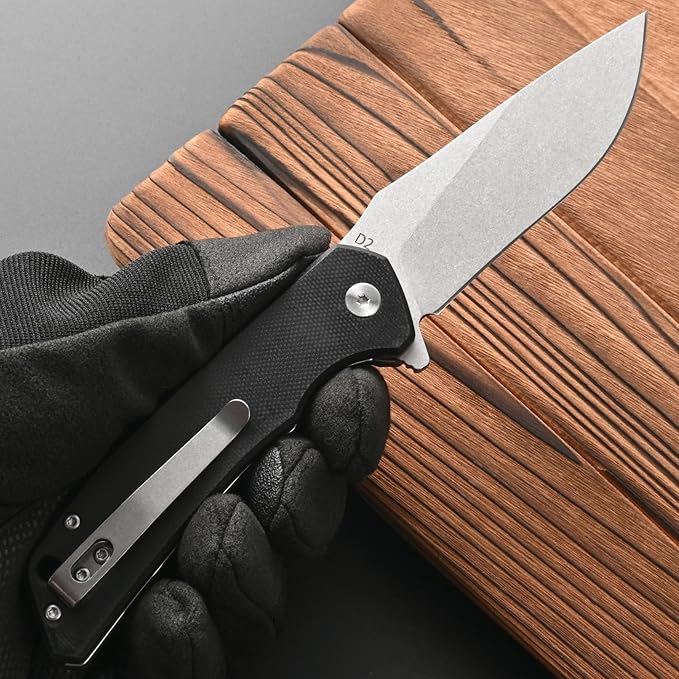 FF17 Folding Pocket Knife,D2 Steel Blade G10 Handle EDC Tool Knife for Outdoor
