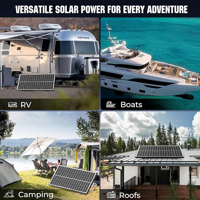100 Watt Bifacial Solar Panel, 18BB Monocrystalline High Efficiency Module, Dual-Sided 12V/24V for