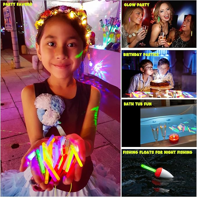 POPGIFTU 200 Mini Glow Sticks Bulk Pack, 8 Bright Colors 1.96" Glow in the Dark Sticks for Easter