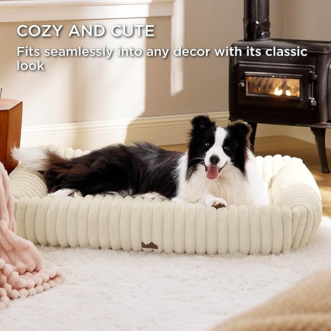 Bedsure Cute Dog Bed for Extra Large Dogs - Washable Furry XL Pet Beds, Rectangle Orthopedic