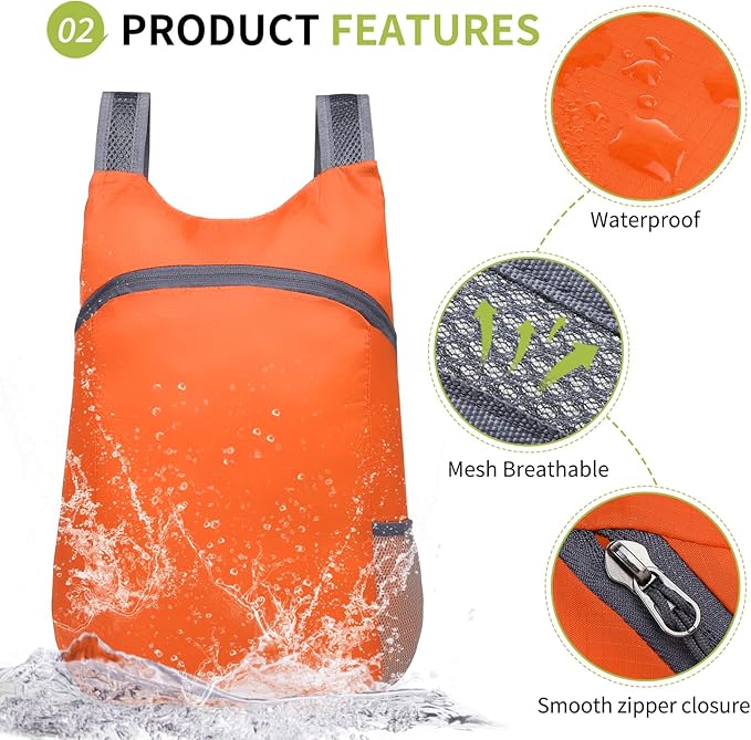 20L Ultra Hiking-Daypack Lightweight Foldable Travel Packable Backpack for Camping Cycling