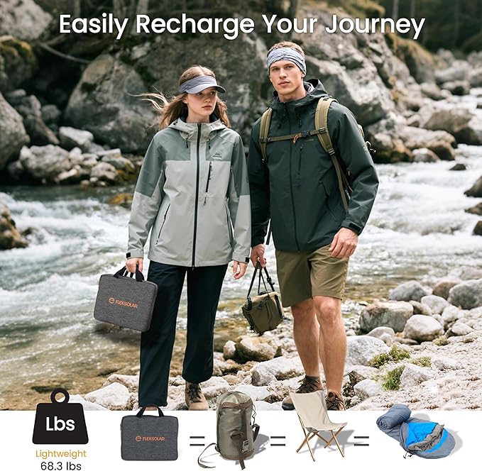 FlexSolar 100W Portable Solar Panels Chargers with PD3.0 USB-C,QC3.0 USB-A and DC Outputs Foldable