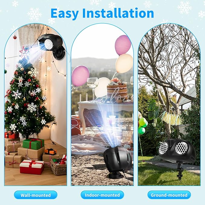 MILPROX Christmas Snowfall Projector Lights, Updated Double-tube Snowflake Projector Lamp, Larger