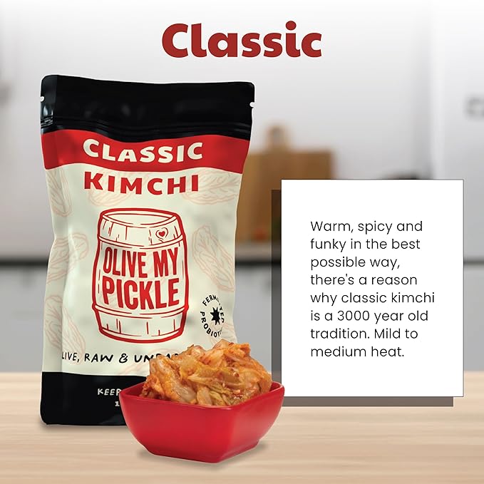 Olive My Pickle Organic Kimchi Fermented - 16 oz | 1 Pack of Classic Probiotic Napa Cabbage Kimchi
