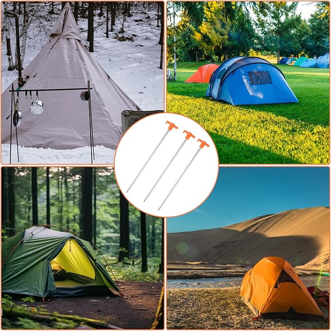 APACALI 40 PCS Metal Tent Stakes Heavy Duty, 10 Inch Yard Stakes Non-Rust Metal Tent Pegs Ground