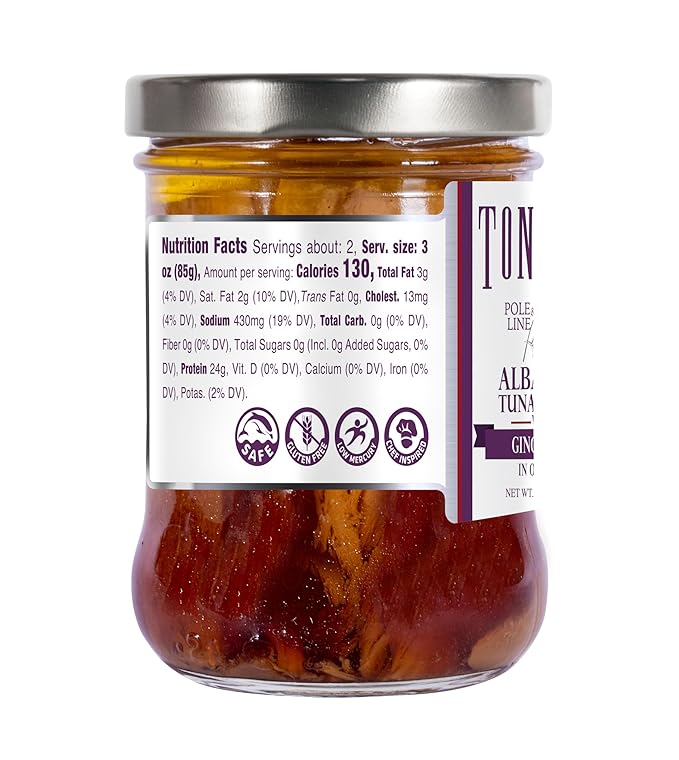 Tonnino Tuna Fish Albacore - Olive oil with Ginger soy ??Pack of 6 ??Alternative to Salmon