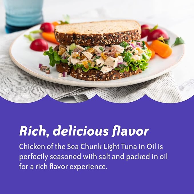 Chicken of the Sea Chunk Light Tuna in Oil, 12 oz. Cans (Pack of 12), Wild Caught Tuna