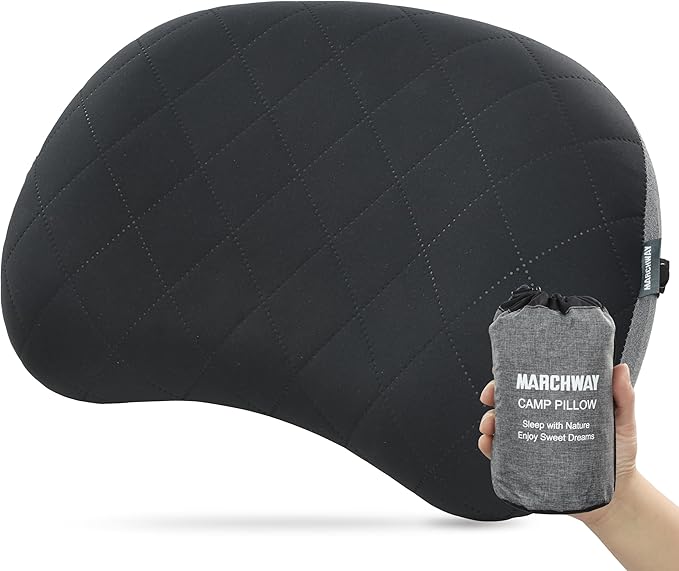 MARCHWAY Ultralight Inflatable Camping Pillow with Soft Washable Cover, Compact Compressible