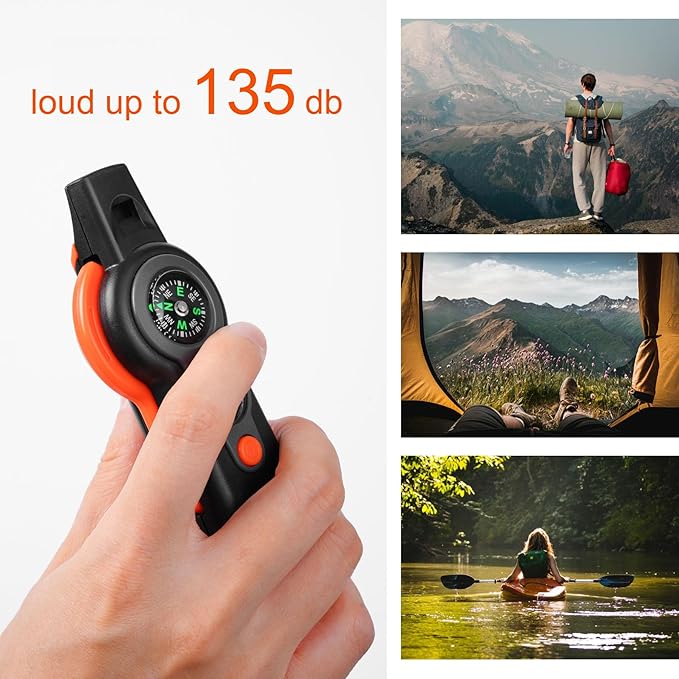 Emergency Survival Function Whistle, Outdoor Multifunctional Tool Safety Whistle with Lanyard