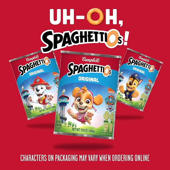 SpaghettiOs Original Canned Pasta With Paw Patrol Shapes, 15.8 oz Can