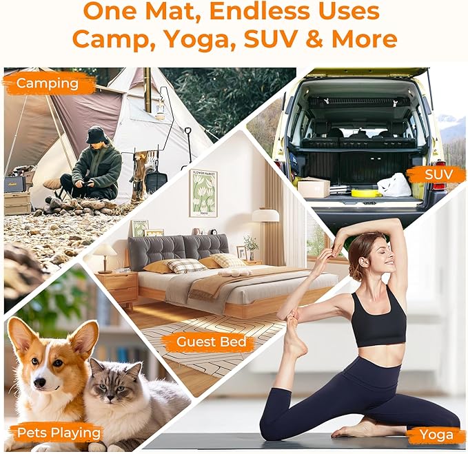 BDEUS Memory Foam Camping Mattress Pad 3inch Waterproof Roll Up Bed Sleeping Mat for Adults