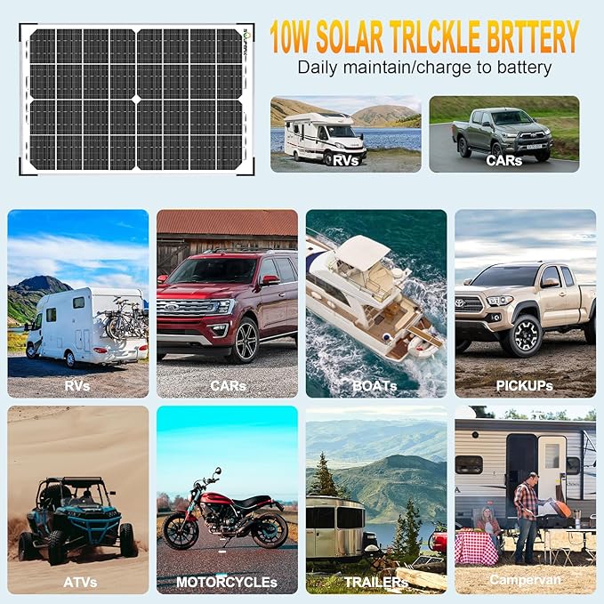 SOLPERK 30W Solar Battery Charger Solar Battery Maintainer + Upgrade 10A MPPT Charge Controller +
