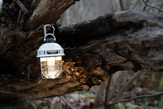 Barebones Beacon Hanging Light ??Vintage White, Rechargeable LED Camping Lantern with Adjustable