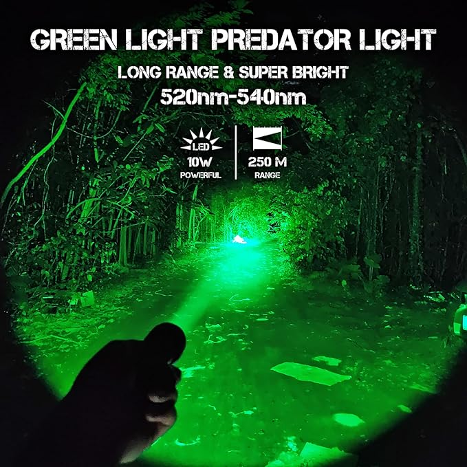 ULTRAFIRE 10W Green Hunting Flashlight 273 Yards Super Bright LED Green Flashlight for Night